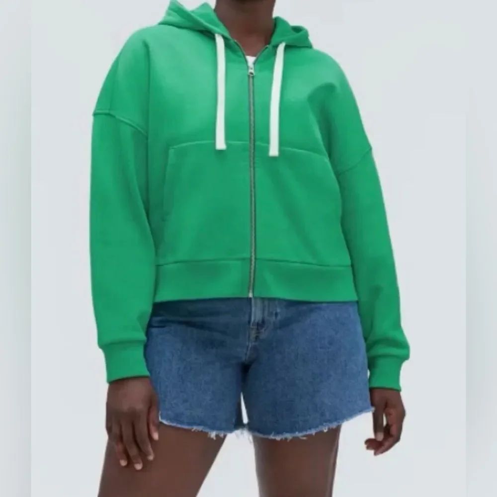 Everlane Track Organic Cotton Hoodie Full Zip Bright Jade Size S NWT